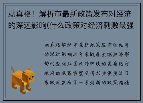 动真格！解析市最新政策发布对经济的深远影响(什么政策对经济刺激最强)